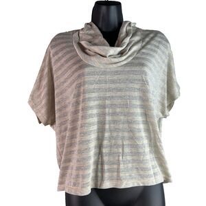 Jennifer Lopez Cropped Cow Neck Top Shirt Women'sโ Stripe Lightweight size S